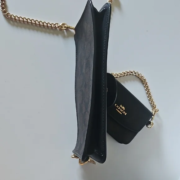 Coach Black Crossbody Bag with Gold Chain - Picture 8 of 10